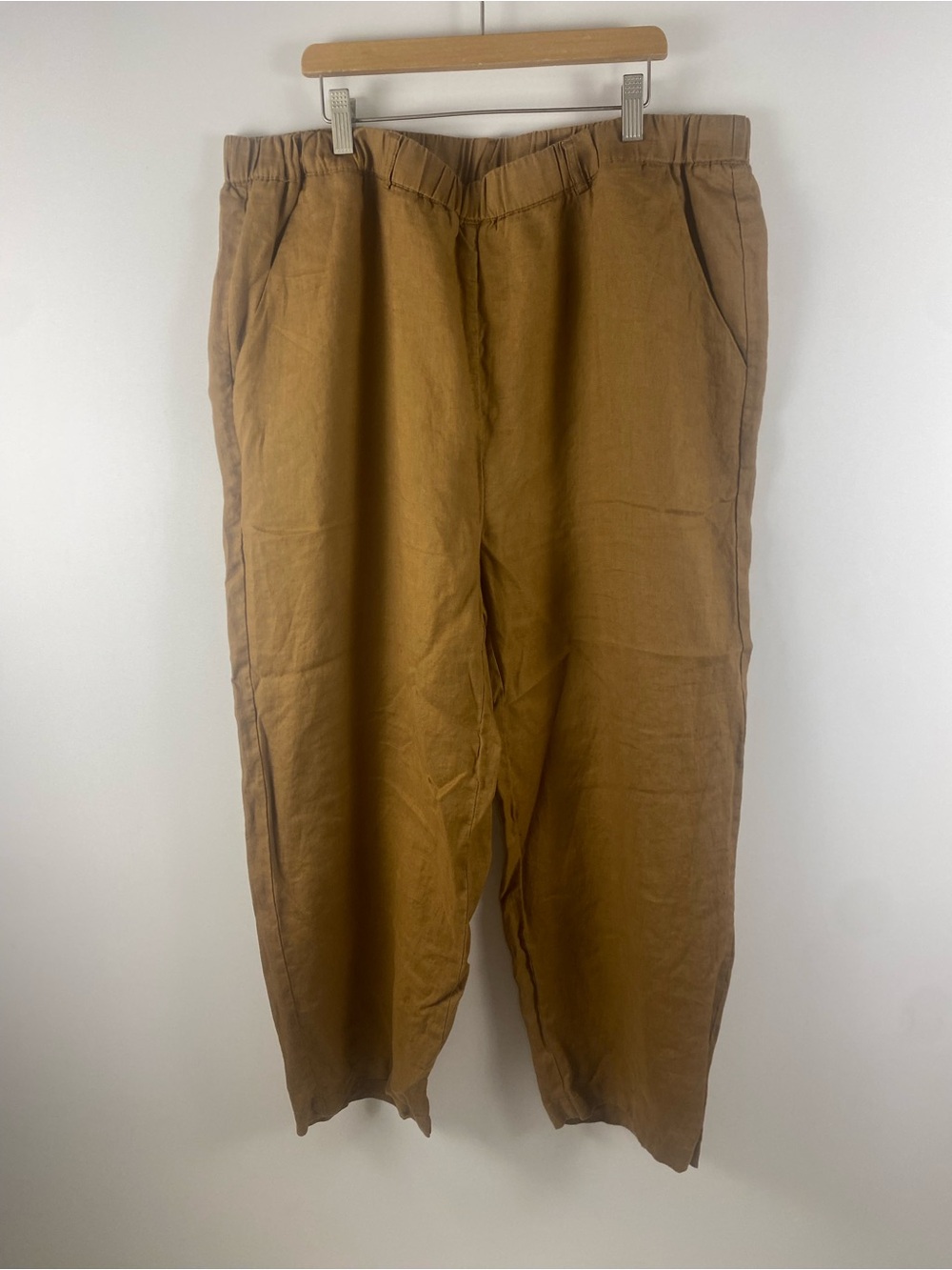 Quince 100% European Linen Mustard Pull On Elastic Waist Pants Size XL